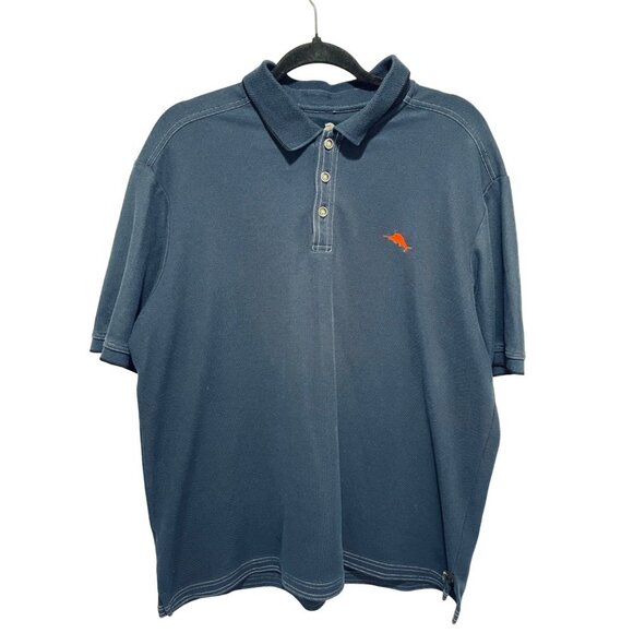 Tommy Bahama Navy Blue Supima Cotton Short Sleeve Polo Shirt Men's Size Large - Picture 1 of 6